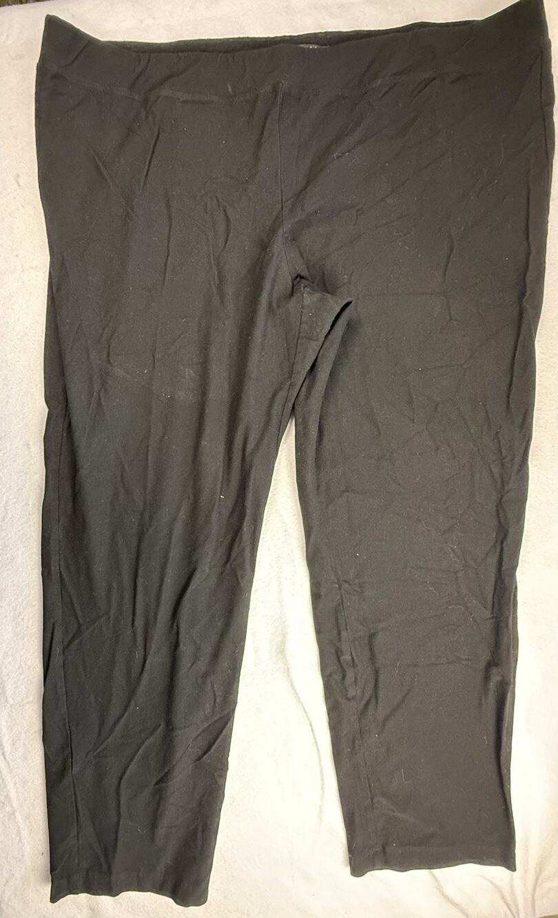 Eileen Fisher black pull-on pants 2X washable stretch crepe straight relaxed fit